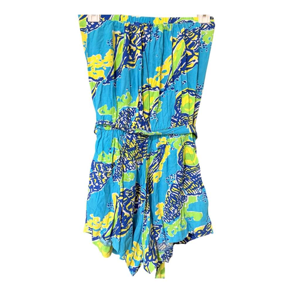 Lilly Pulitzer Sound the Horn Seashell Conch Strapless Belted Romper